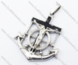 Stainless Steel Steamship Anchor Pendant with Jesus -JP330077