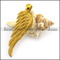 Gold Feather Pendant in Stainless Steel p003642
