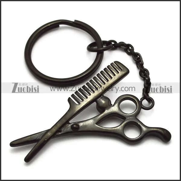Black Clipper and Comb Keychain for Barber k000013