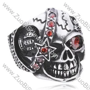 Ugly Skull Ring with Ruby Stones JR350089
