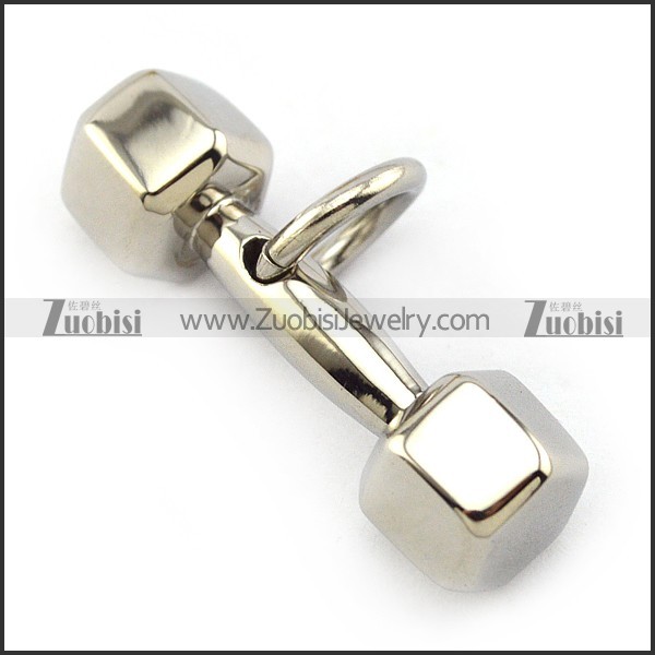 Shiny Silver Stainless Steel Dumbbell Pendant p004777