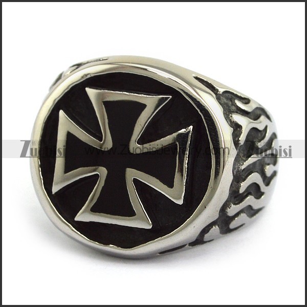 Stainless Steel Cross Ring - JR350122