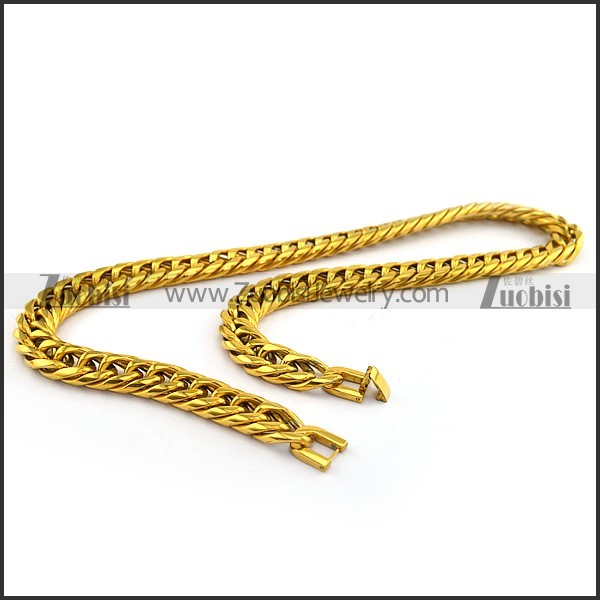 24K Gold Plating Stainless Steel Necklace in 58cm Long n001208