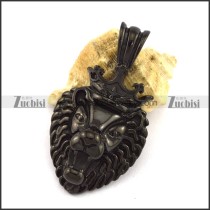 Black Plated Stainless Steel Lion King Pendant p002995