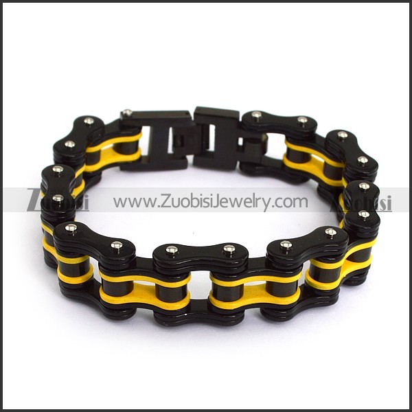 Black Outer Layers and Only One Yellow Layer Bicycle Chain Bracelet b005166