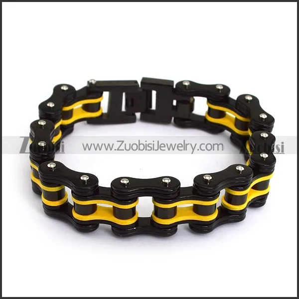 Black Outer Layers and Only One Yellow Layer Bicycle Chain Bracelet b005166
