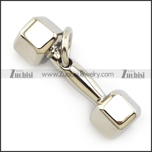 Silver Stainless Steel Dumbbell Pendant for Sport Lovers p004776