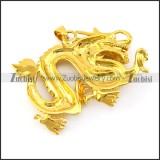 Golden Chinese Dragon Pendant in Stainless Steel p005738