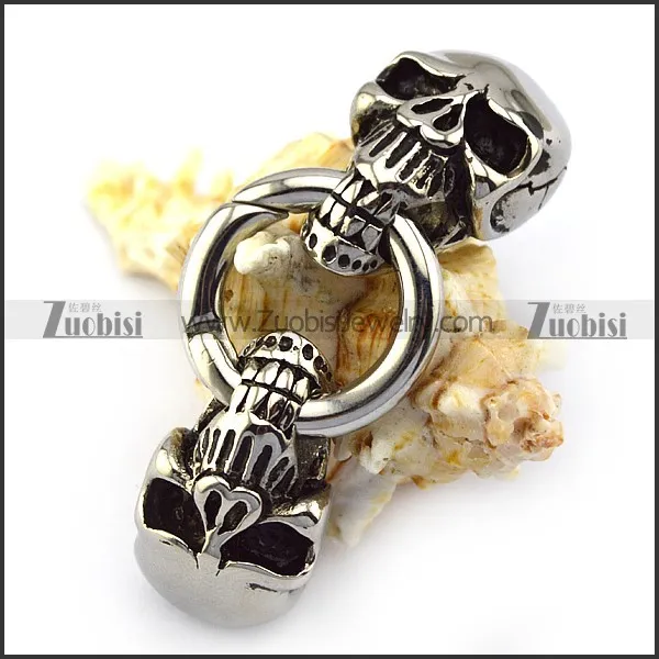 two skulls terminators with spring fastener for making bracelets and necklaces a000347