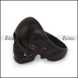 small black brushing stainless steel casting skull ring r001205