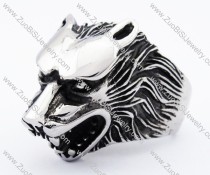 Silver Stainless Steel Wolf Ring -JR010130