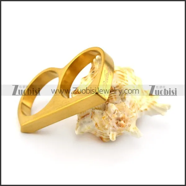 gold plated double finger ring for men in stainless steel r004710