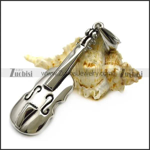 Cute Stainless Steel Violin Pendant p007175