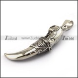 Steel Casting Skull Wolf Tooth Pendant p003772