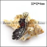 Vintage Feather Charm with Red Rhinestone p003659
