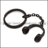 Black Head Phone Key Chain k000028