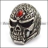 brilliant noncorrosive steel Red Stone Skull Ring with punk style for Motorcycle bikers - r000513