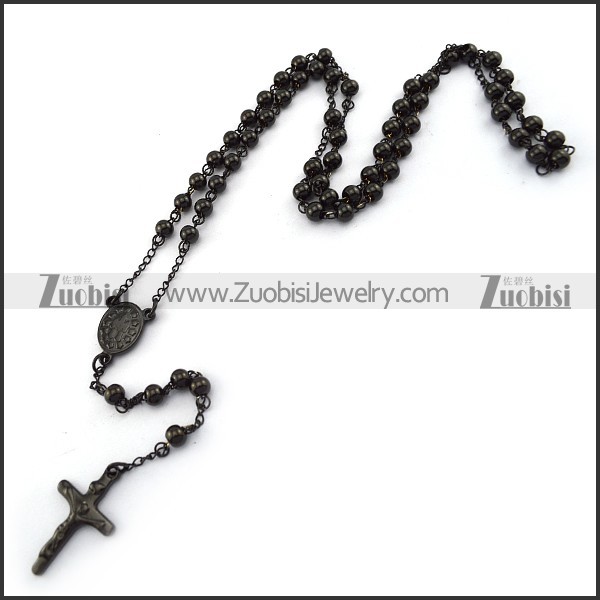 Black Rosary Necklace n001607