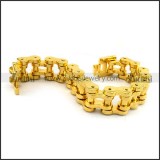 23mm Wide Gold Stainless Steel Biker Bracelets for Heavy Men -b001330
