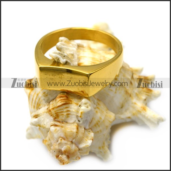 gold plating simple blank signet ring for elegant lady r005409