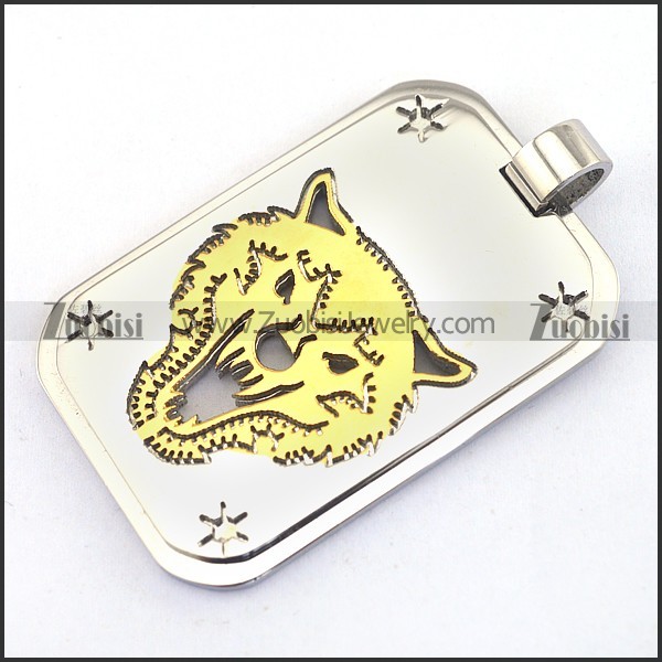 Golden Wolf Cutting Pendant p003244