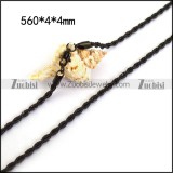0.4CM Wide Twisted Rope Chain Neckalce in Black Finishing n001403