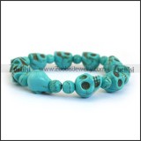 Turquoise Stone Skull Bracelet Joined with Elastic Cord b004086