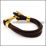 Gold Plating Steel Arrow Buckle Leather Bracelet b006142