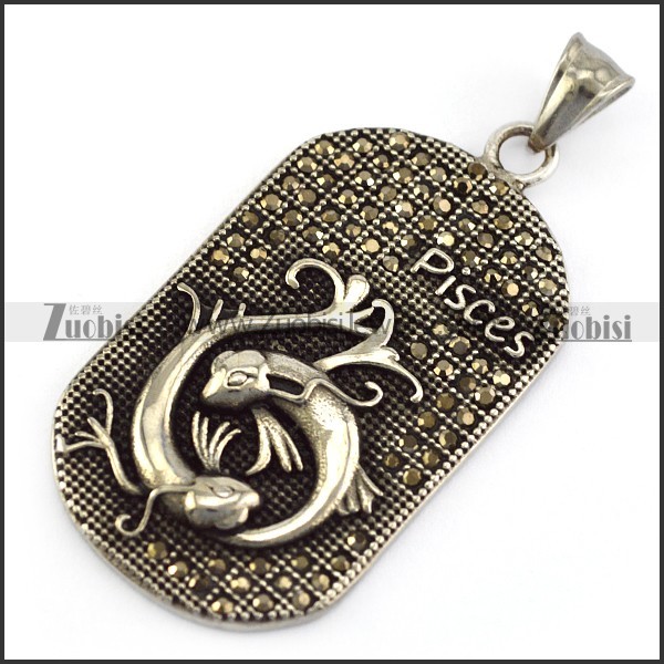 Vintage Pisces Tag Pendant p005786