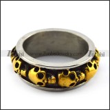 Band Ring with Gold Plating Skulls r004534
