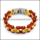19mm Wide Red Outer and Gold Inner Link Bike Bracelet b005115