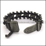Antique Stainless Steel Leather Bracelet with Adjustable Buckle 3 Length b004325