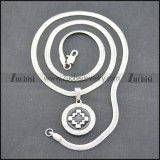 60cm Long Herringbone Chain Necklace with Cross Medallion n001905