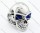 Clear Blue Eyes Stainless Steel skull Ring - JR090277