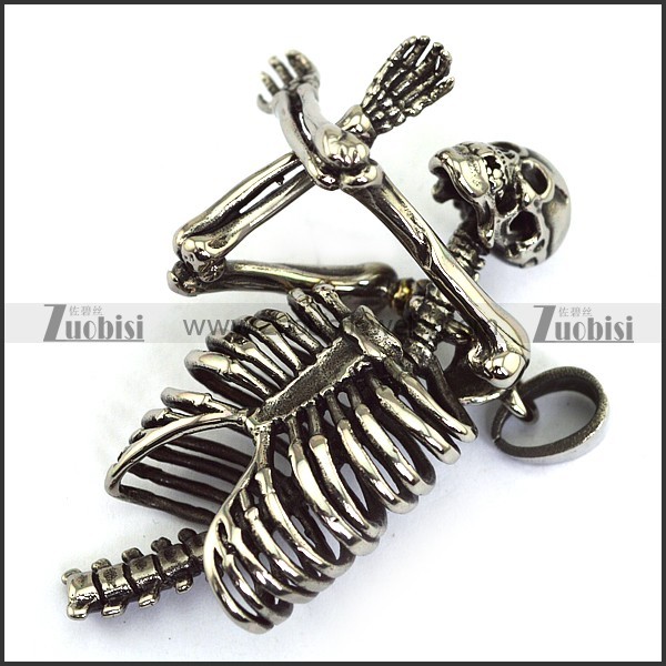 Horrible Human Skeleton Upper Part of the Body Pendant p002295