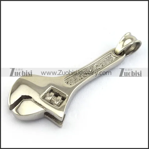 Silver Stainless Steel Wrench Pendant p003374