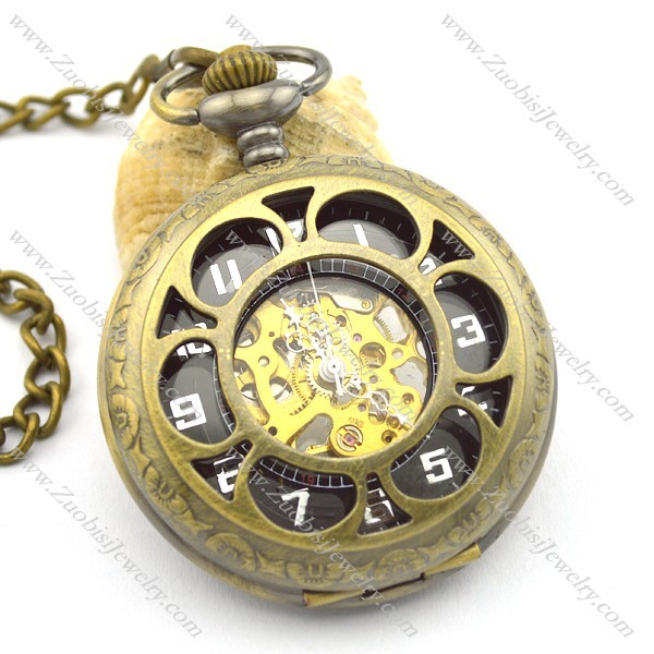 antique brass sunflower mechanical pocket watches pw000411