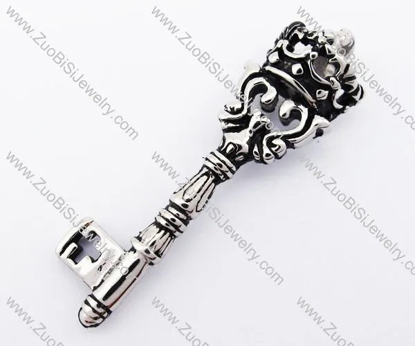 Stainless Steel Crown Key Pendant - JP420021