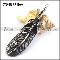 Large Mens Stainless Steel Claw Feather Pendant p003492