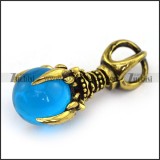 Vintage Copper Pendant with Clear Blue Ball p003949