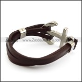 Jesus Anchor Brown Leather Bracelet b006139