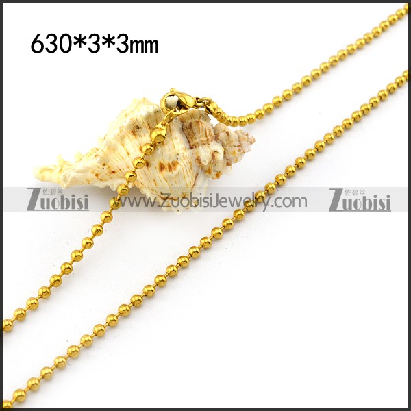 3mm Gold Tone Stainless Steel Ball Chain n001522 - Zuobisi Jewelry