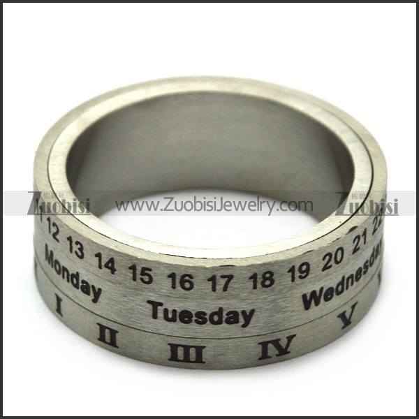 silver three layers time spinner ring r005373