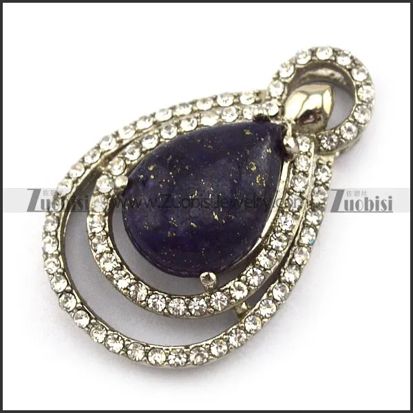 Water Drop Shape Black Stone Pendant p004366