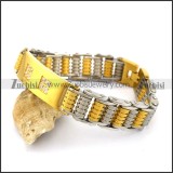 Silver and Gold Plated Steel Bike Bracelet with Squre Rhinestones b003998