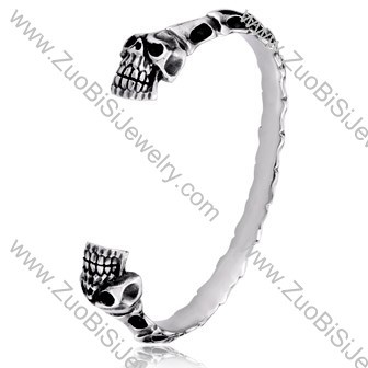 Double Skull Stainless Steel Bangles - JB350027