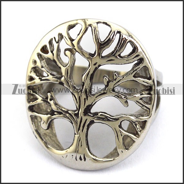 Hollow Tree of Life Casting Oak Ring r003679