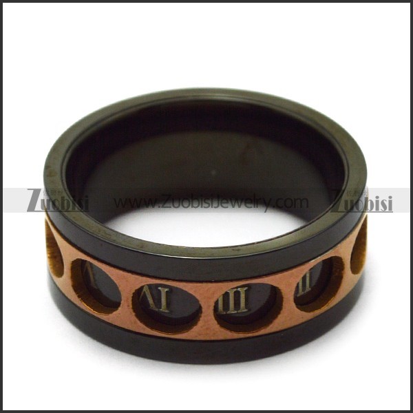 black plating roman numerals spinner ring r005182