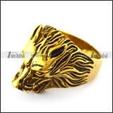 Golden Wolf Head Ring r004883