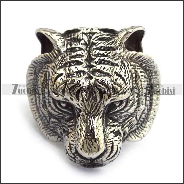 Retro Stainless Steel Casting Tiger Ring r003815